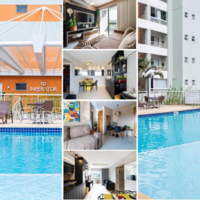 Apto a 10 min da Vila Germânica, dois quartos, salas de estar e jantar, cozinha completa, sacada com churrasqueira, Wi-Fi, Piscina, academia, mercadinho 24 horas e Vaga de garagem